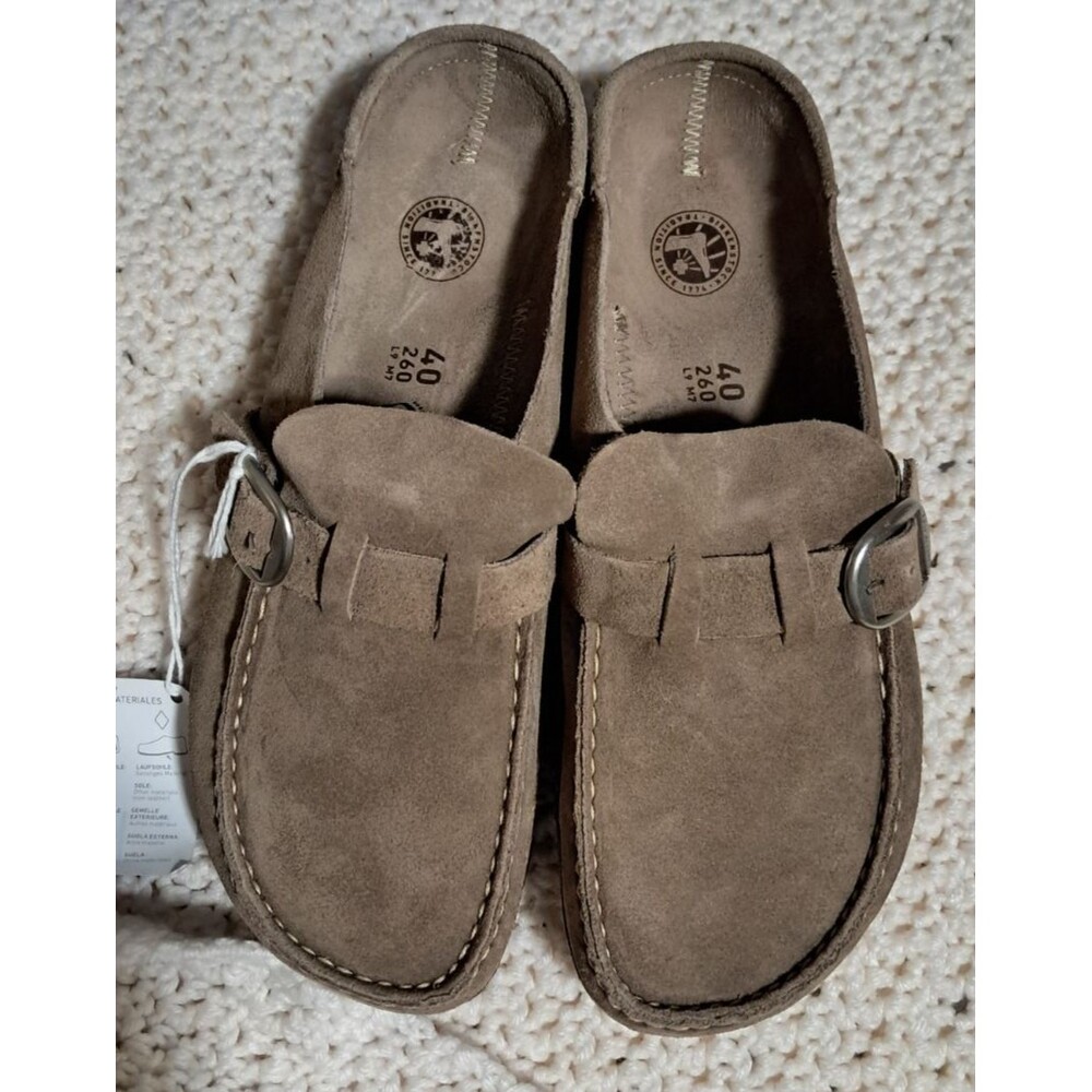 Birkenstock BUCKLEY Suede Clog GRAY TAUPE Narrow EU 40 NEW - Picture 11 of 16